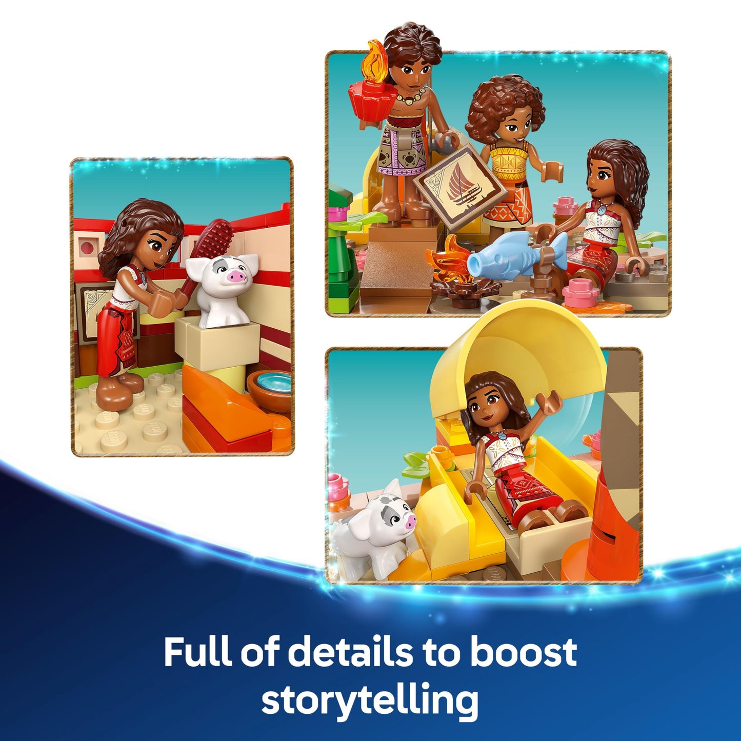 LEGO | Disney Moana 2 Moana's Adventure Canoe - Buildable Toy boat with a Textile Sail, Removable Deck, Campfire & 3 Mini Dolls incl. Loto and Moni - Gift for 6+ Year Old Girls & Fans - 43270