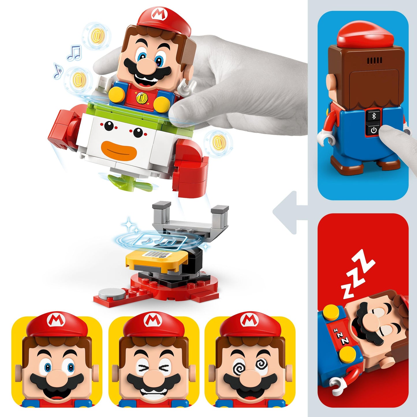 LEGO Super Mario Adventures set featuring interactive Mario, Bowser Jr.’s Clown Car, and Yoshi toy for kids and gamers.