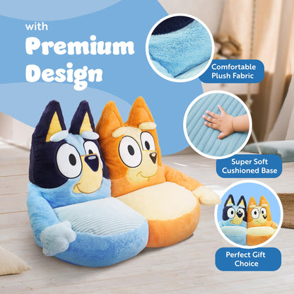 Bluey & Bingo Kids Plush Sofa Chair – 70cm Soft Toddler Seat for Boys & Girls – Large Comfy Character Style Chair for Playroom, Bedroom & Living Room – Lightweight & Cosy