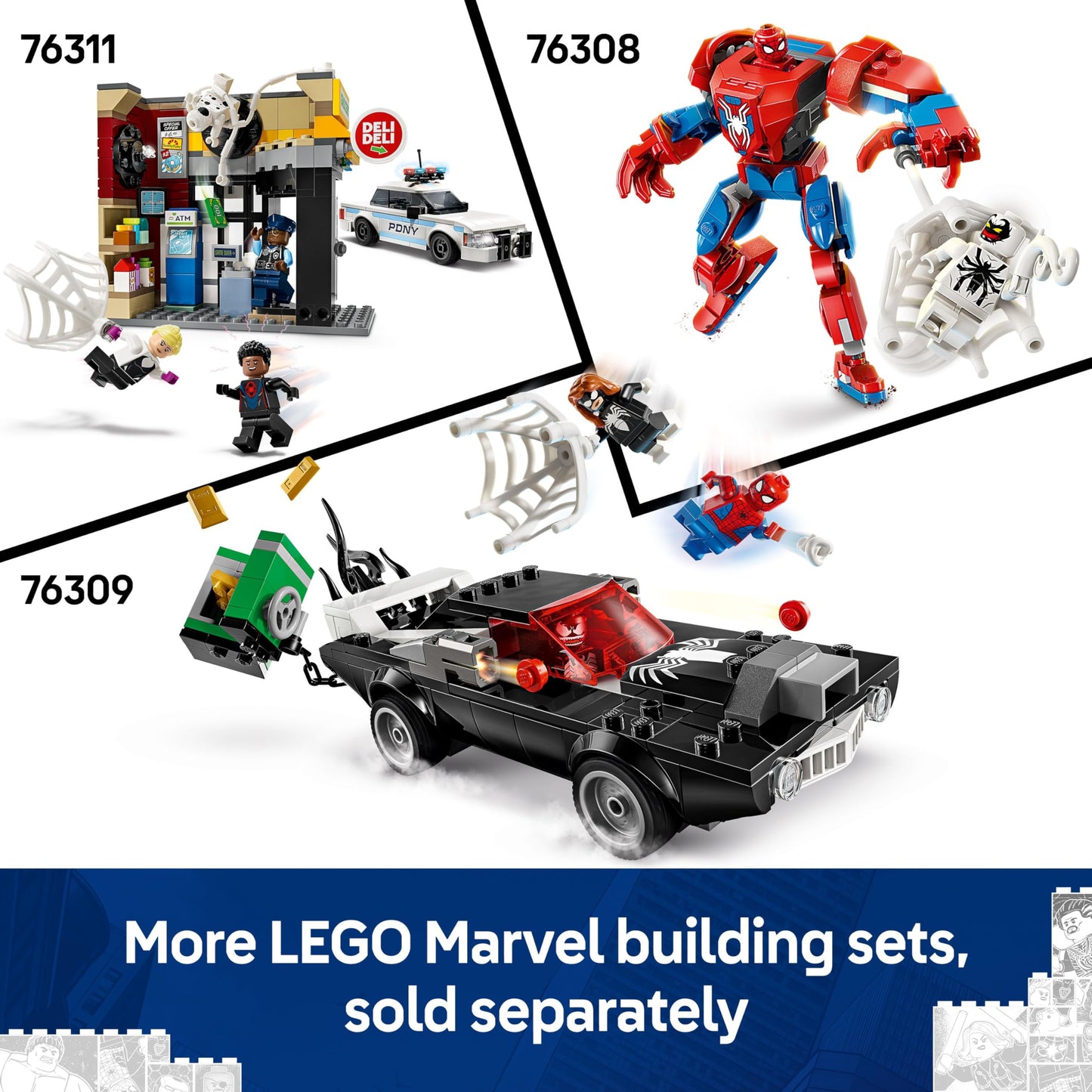 LEGO Marvel Spider-Man Mech vs. Anti-Venom set with two minifigures for creative role play and building fun.