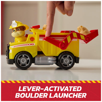 Paw Patrol Fire Rescue: Rubble Rescue Fire Dump Truck with Action Figure, Projectiles, and Toy Truck, Kids Toys for Boys and Girls Ages 3 and Up
