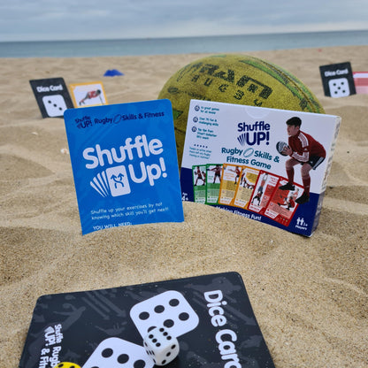 Shuffle Up Rugby Games - Family Games with 70+ Fun & Active Fitness Workout Cards, Stocking Fillers, Rugby Training Equipment Aid, Rugby Gifts for Boys & Girls