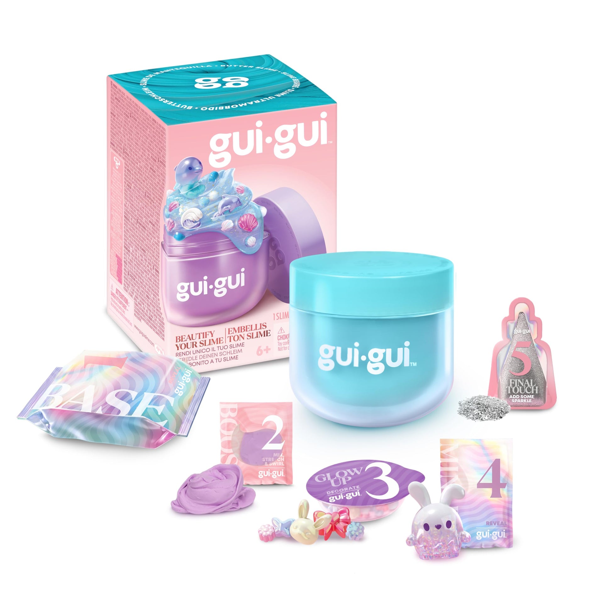 Gui Gui gloss slime with vibrant color and shiny texture, featuring a smooth, glossy surface ideal for sensory play and slime collection.