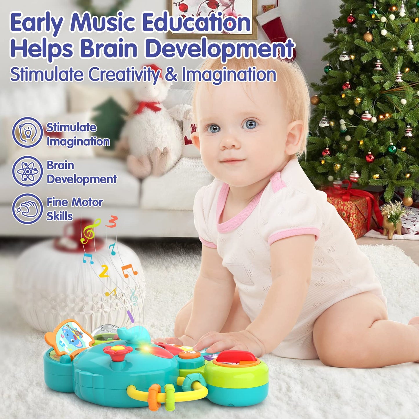 HOLA Baby Toys 6 to 12 Months Musical Elephant Piano Baby Toy 6 Months Plus 12 18 Months Interactive Early Learning Toys for 6 Month Old Babies Girls Boys Gifts