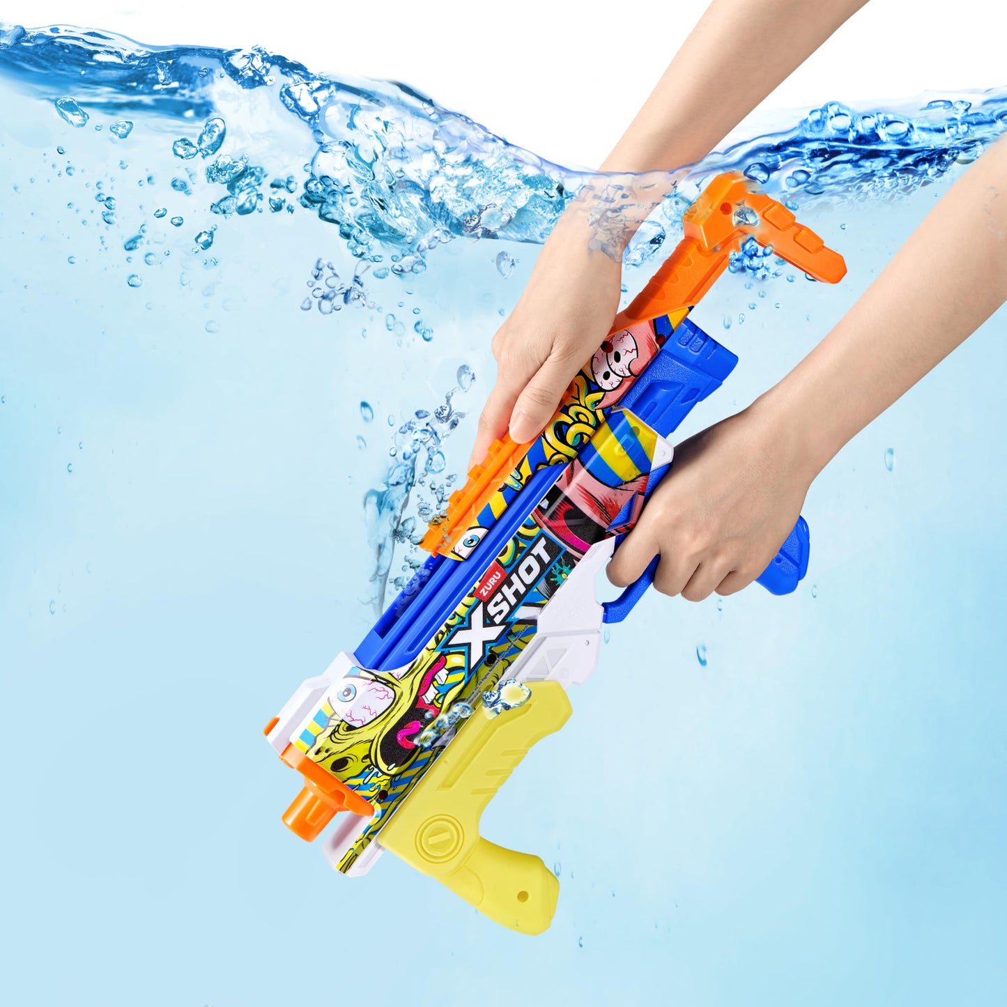 XSHOT Water SpongeBob Hyperload Water Blaster by ZURU – Fast-Fill Water Blaster with SpongeBob Design, 33ft Range & 500ml Tank, Outdoor Summer Toy for Kids Ages 5+, Beach & Backyard Fun