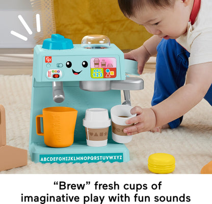 Fisher-Price Toddler Toy Laugh & Learn Coffee Café Musical Playset with Educational Songs & 10 Pretend Play Pieces for Kids Ages 18+ Months, HTW96