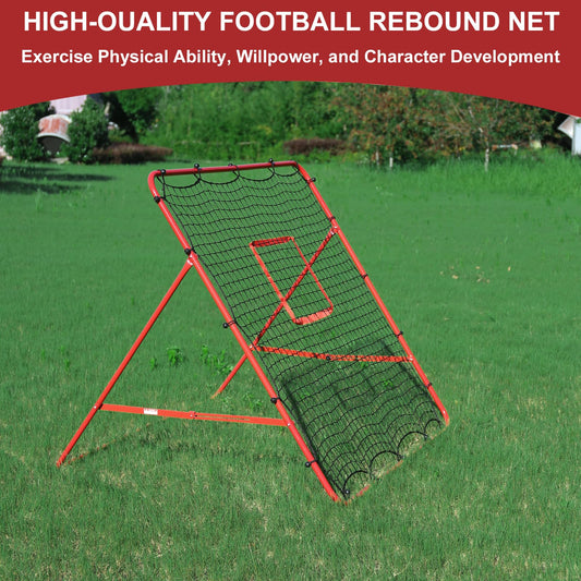 Adjustable Football Rebound Net 150x150cm | Dual-Angle Soccer Trainer with Steel Frame | Portable Folding Rebounder for Passing & Shooting Practice | Outdoor Sports Equipment for Youth & Adult