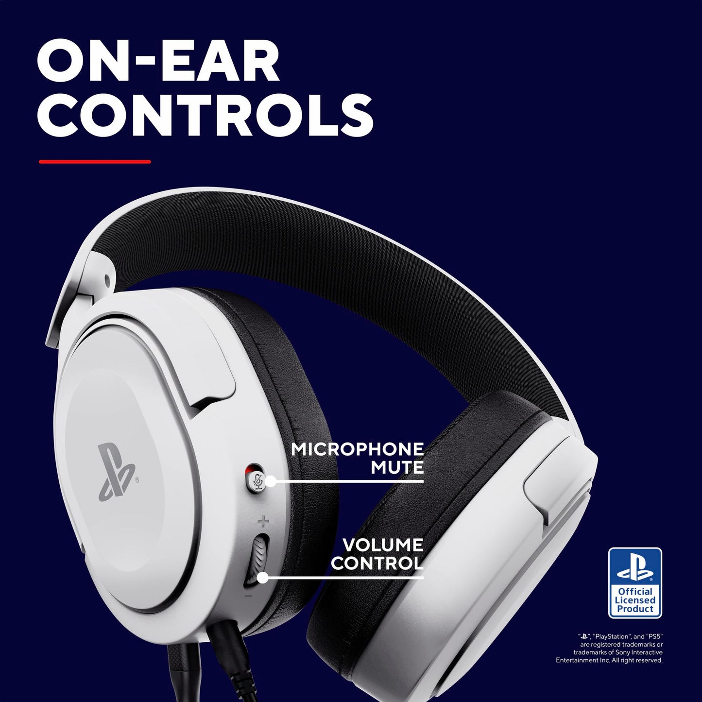 Trust Gaming GXT 498W Forta [Officially Licensed for PlayStation 5] Sustainable Gaming Headset for PS5 / PS4, 1.2m Cable, 50mm Drivers, Detachable Microphone, Wired Over-Ear Headphones - White