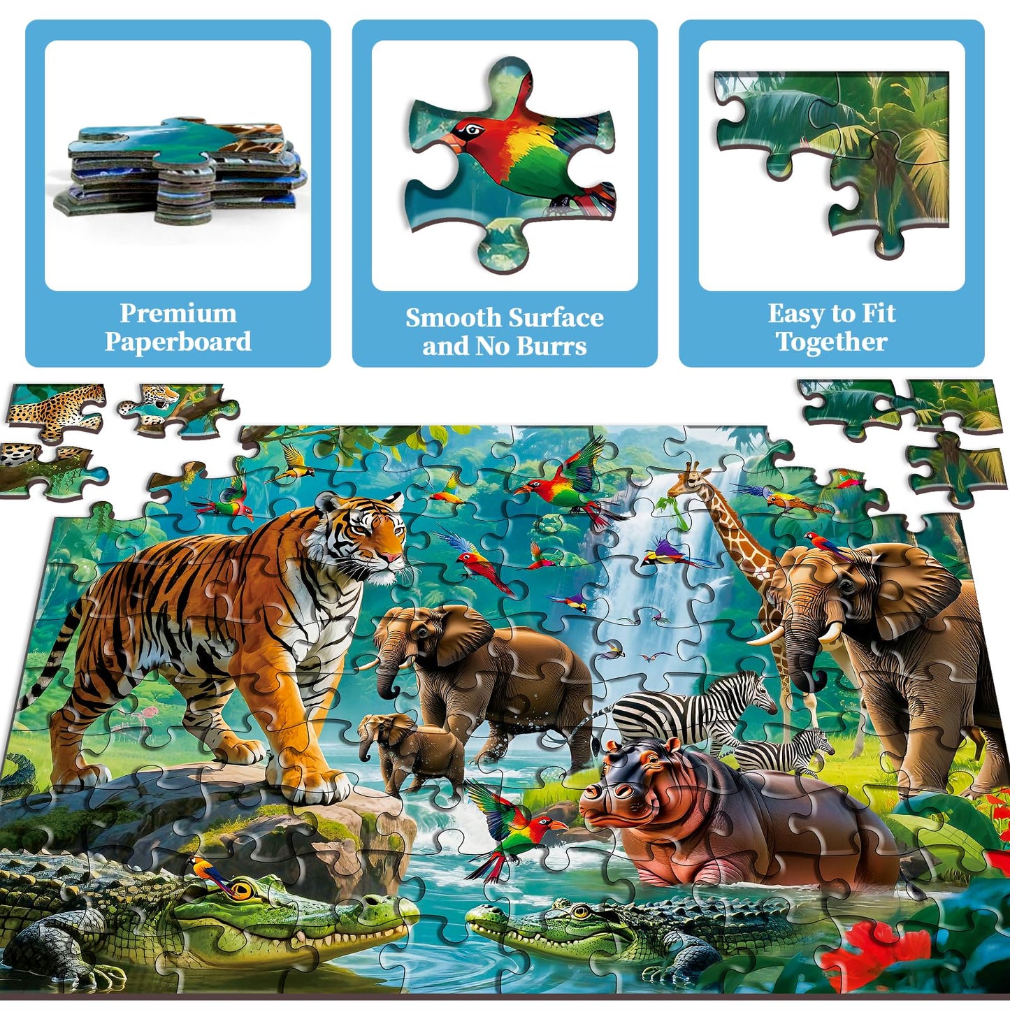 SITODIER 2 Sets 100PCS Undersea World and Forset Animals Jigsaw Puzzles for Kids Boys Gilrs 3 4 5 6 7 Years Old, Educational Learning Toy Birthday Gifts