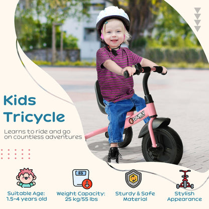 HOMCOM Kids Trike Toddler Tricycle Children Ride on 3 Wheels Bike For 1.5-4 Years Pink