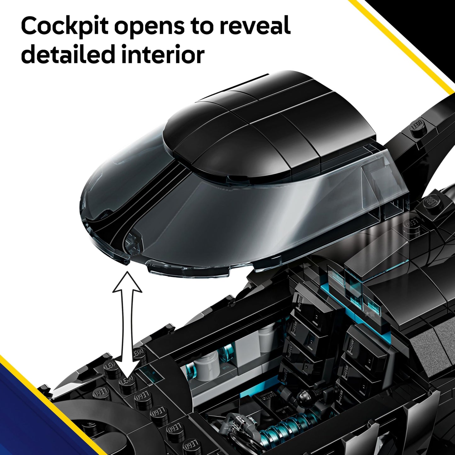 LEGO Batman Forever Batmobile toy with minifigure, opening cockpit, and detailed interior for creative play.