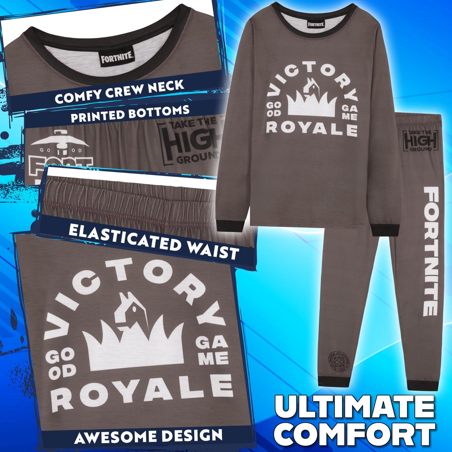 Get Trend Fortnite Boys Pyjamas Set, Long PJs for Kids & Teenagers, Cosy Loungewear Soft Nightwear, Gamer Gifts for Boys (13-14 Years, Brown Fortnite)