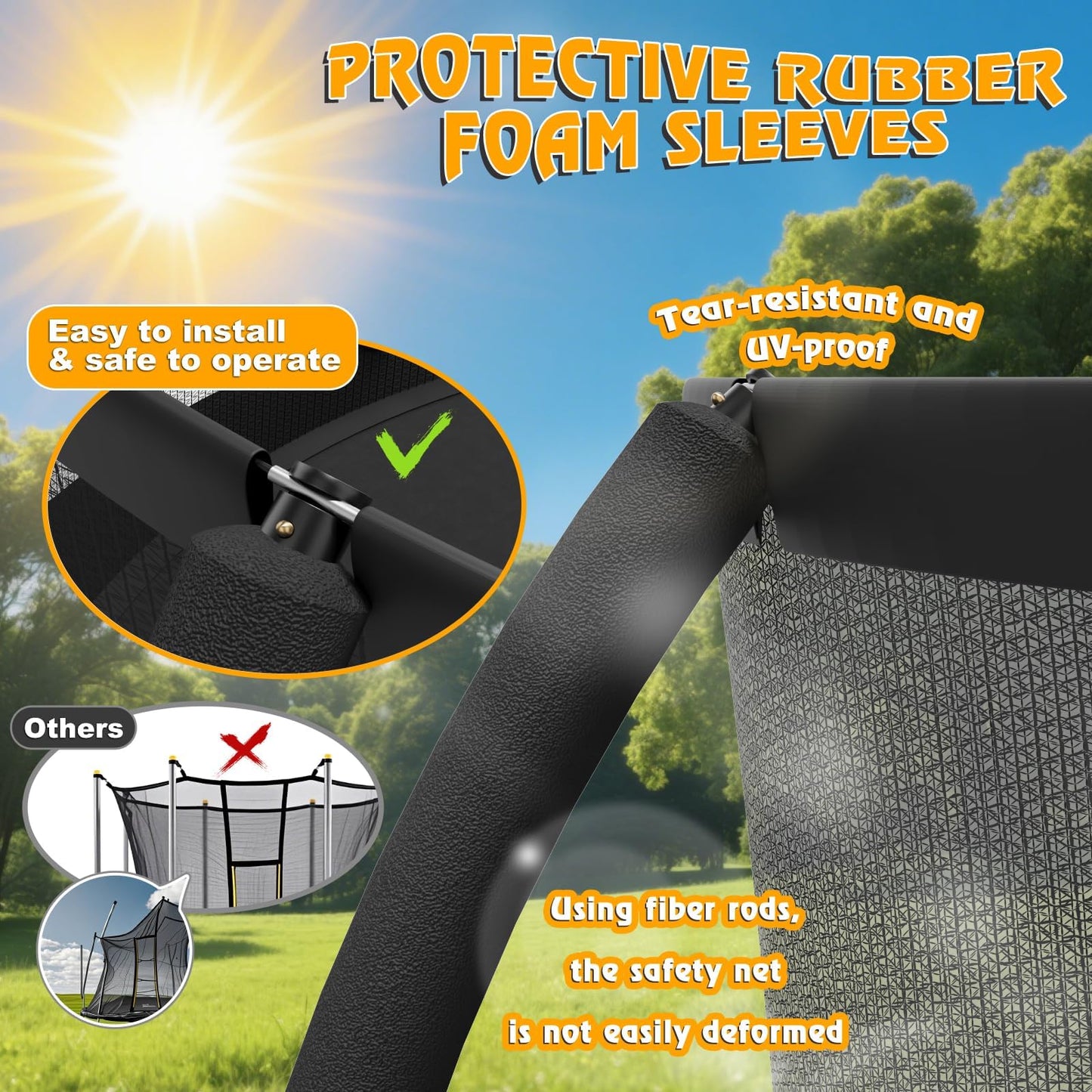 Devoko outdoor garden trampoline with safety net, non-slip ladder, shoe organizer, suitable for toddlers and adults, up to 150kg