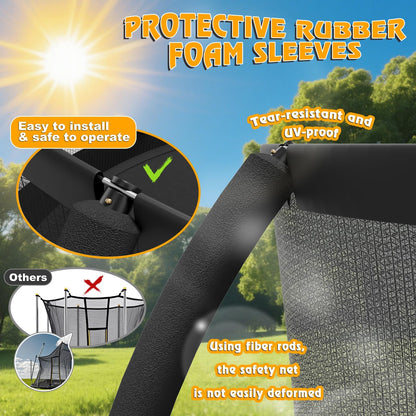 Devoko outdoor garden trampoline with safety net, non-slip ladder, shoe organizer, suitable for toddlers and adults, up to 150kg