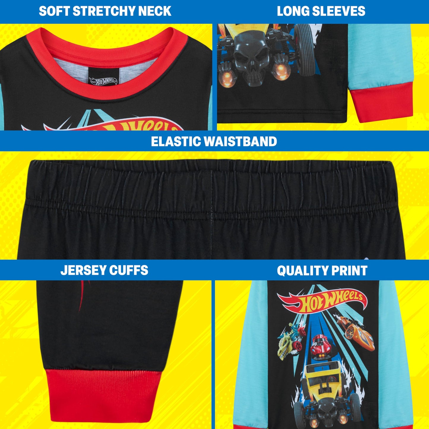 Get Trend Hot Wheels Pyjamas Set for Kids 2-7 Years, Long PJs for Toddlers, Winter Loungewear Nightwear, Gamer Gifts for Boys (2-3 Years, Multi Hot Wheels)