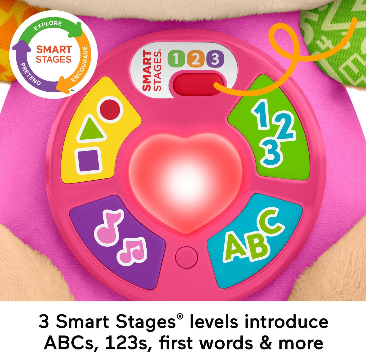 Fisher-Price Laugh & Learn Smart Stages Sis plush baby toy with lights and learning songs for infants aged 6 months and up