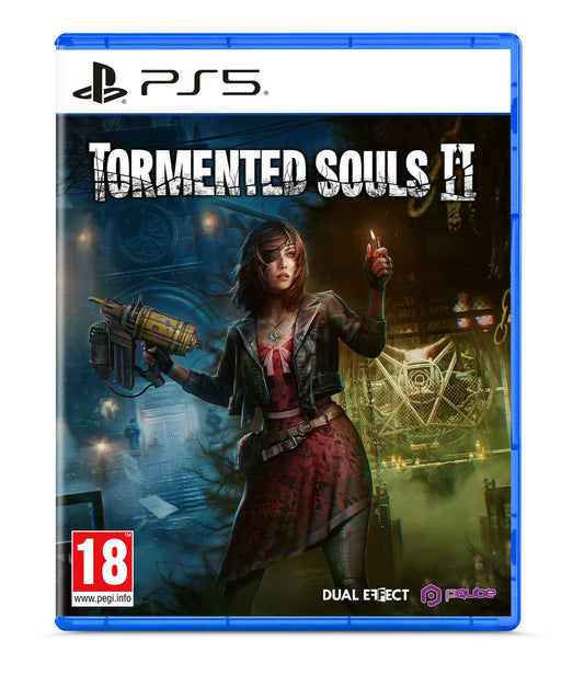 PlayStation 5 game case for Tormented Souls 2 by PQube, featuring dark horror-themed cover art with eerie imagery.