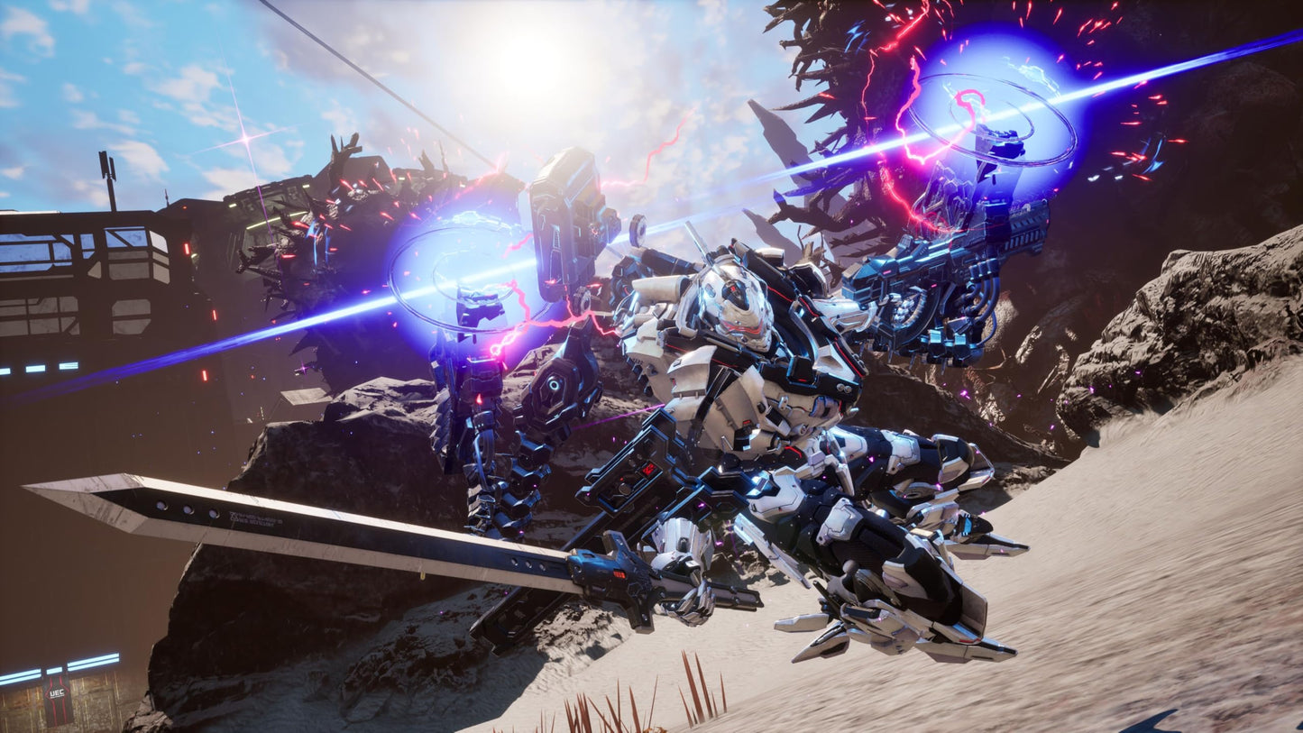 Daemon X Machina Titanic Scion Nintendo Switch game case featuring artwork of a colossal mecha against a futuristic backdrop.