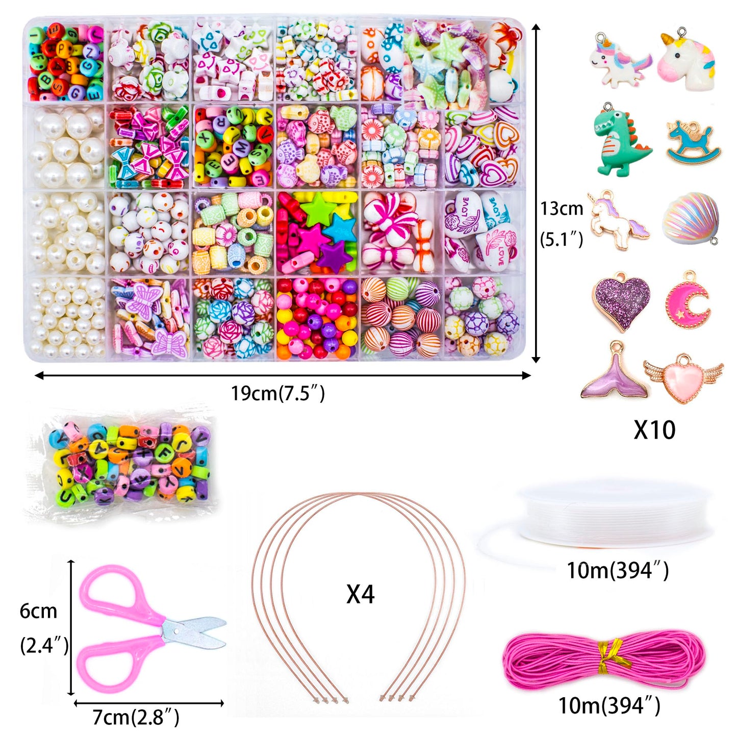 WONDERFORU Children DIY Beads for Jewellery Bracelet Necklaces String Making Kit, Friendship Bracelets Art Craft Kit for Girls Kids, 24 Colors
