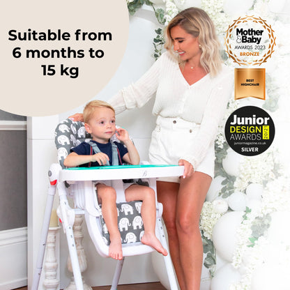 My Babiie Billie Faiers Signature Range MBHC8GE Elephants Premium Highchair, Grey