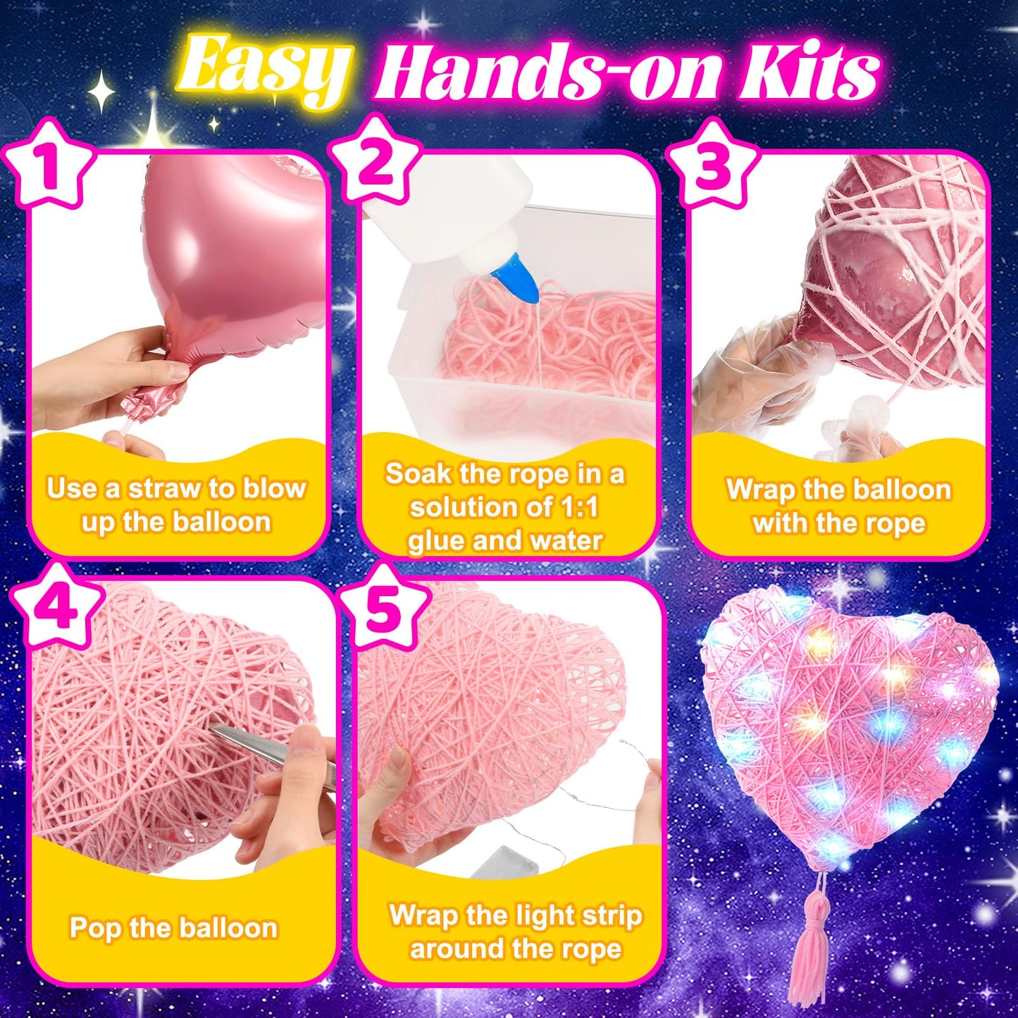 Hapikids Craft Kits for Kids, 3D String Art Kit Arts and Crafts for Kids Toy Age 9 10 11 Year Old Girls Birthday Presents for 6 7 8 9 Year Olds Boys Toy Age 8 9 10 Christmas Xmas Gifts DIY Girl