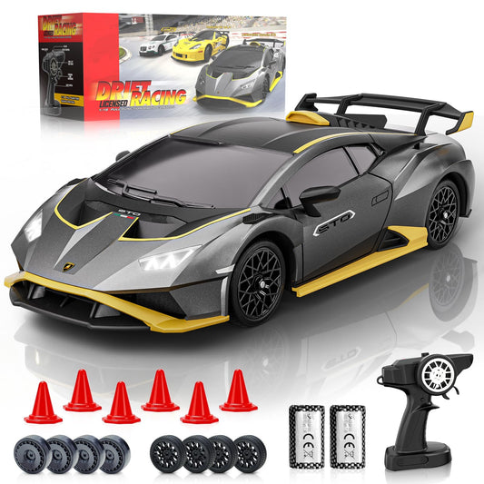 LUXOS RC Lamborghini Remote Control Cars, 1:18 Scale Officially Licensed Lamboghini Toy Car, Cool RC Car Toys for 4 5 6 7 8 9 10 11 12 Year Old Boys Kids Adults Gifts,15km/h Fast RC Drift Cars (Grey)