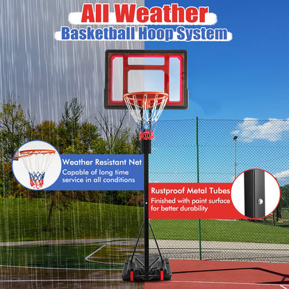 COSTWAY 10ft Basketball Backboard Hoop Net Set, 1.05M-2.6M Height Adjustable Basketball Stand with Wheels, Weighted Bag, for Kids, Junior and Adult