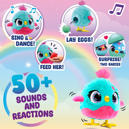 Funtasy Family Chick a Boo - Electronic Kids Chicken Toy - Cute Interactive Plush Pet & Adorable Hen - 50+ Sounds & Reactions - Feed Her, Watch Her Sing, Dance & Lay Eggs - Girls & Boys Gifts Age 3 +