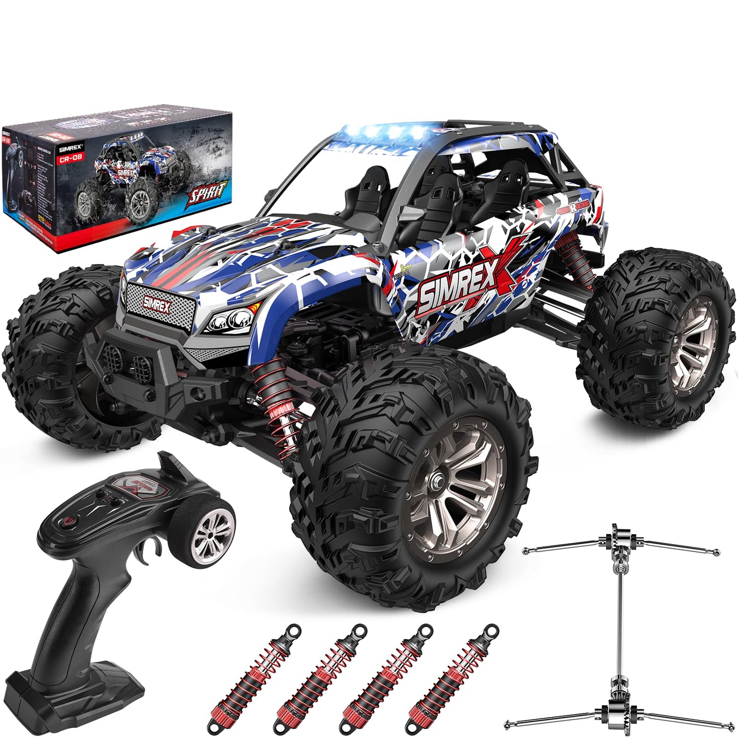 SIMREX 1:16 Scale Hobby RC Car, 36 KPH High-Speed 4WD RC Truck, 2.4 GHz Remote Control Car, 4WD All-Terrain Electric Vehicle, Off-Road Vehicle for Kids And Adults