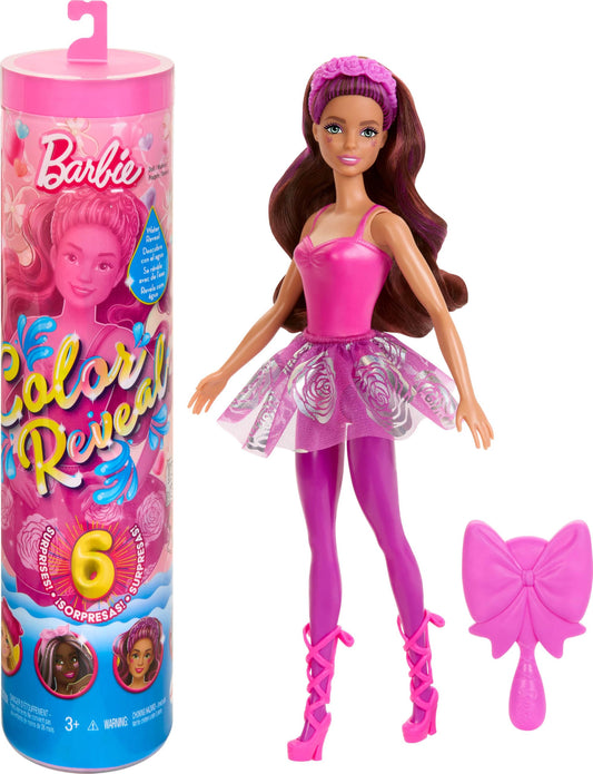 Barbie Color Reveal Doll & Accessories, Ballerina Series, 6 Unboxing Surprises Include Color Change, Inspired by Balletcore (Styles May Vary, HRK17