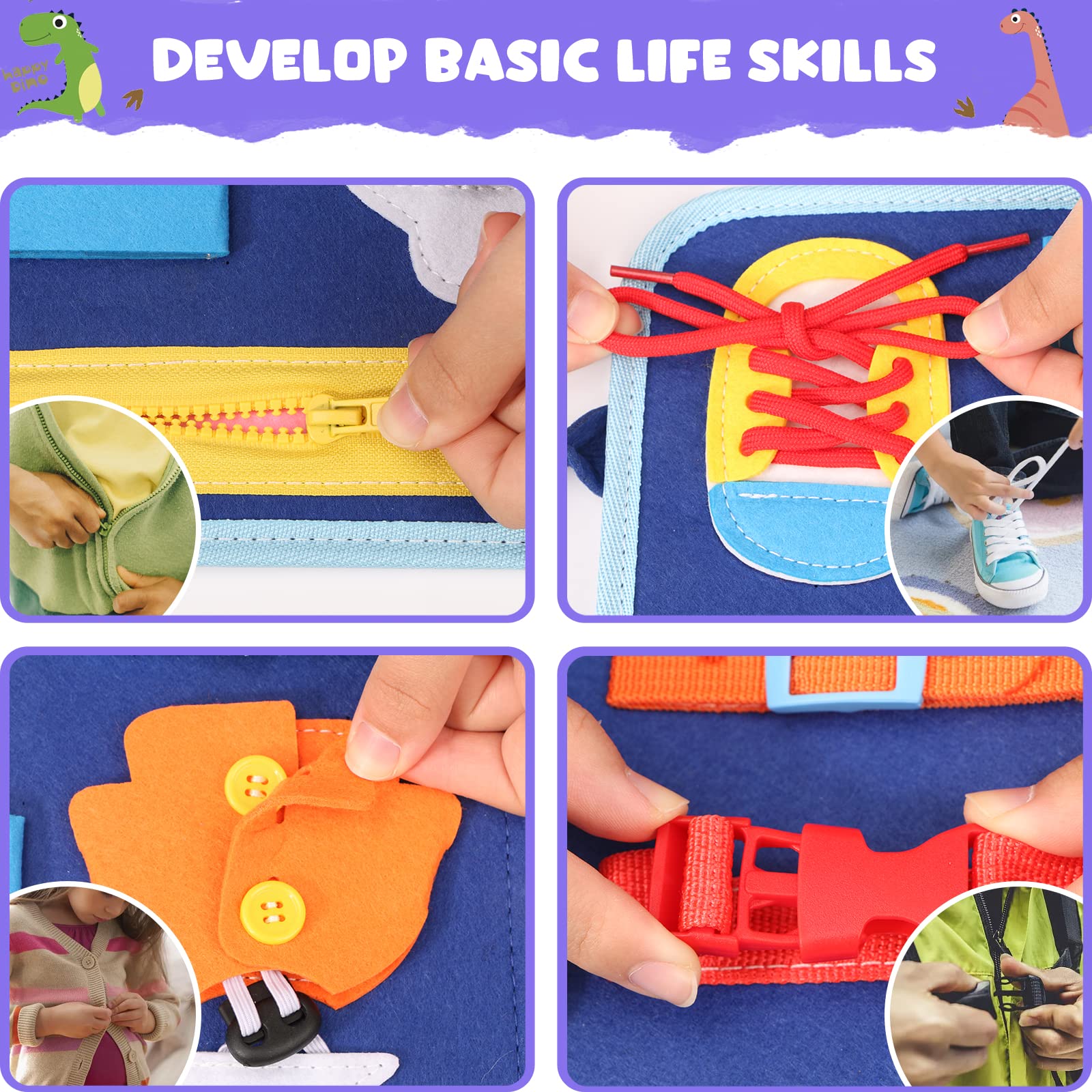 TuDou busy board for toddlers with colorful sensory activities, designed to enhance fine motor skills and preschool learning.