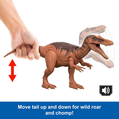 Mattel Jurassic World Rebirth Wild Roar Baryonyx Dinosaur Toy with Tail-Controlled Chomp Multi-Direction Attack & Sound, Posable & Digital Play, JGC79, Brown - Baryonyx
