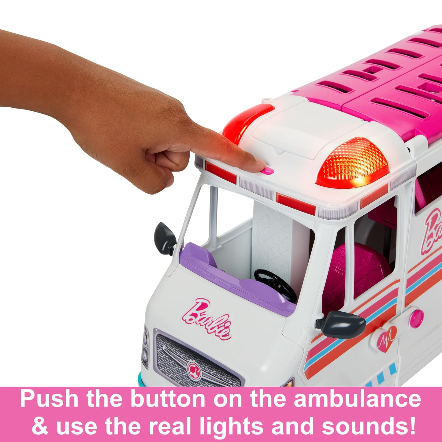 Barbie Ambulance and Hospital Playset, Emergency Vehicle with Lights and Sounds Transforms into Care Clinic, 20 Doll Accessories, Toys for Ages 3 and Up, One Barbie Vehicle, HKT79