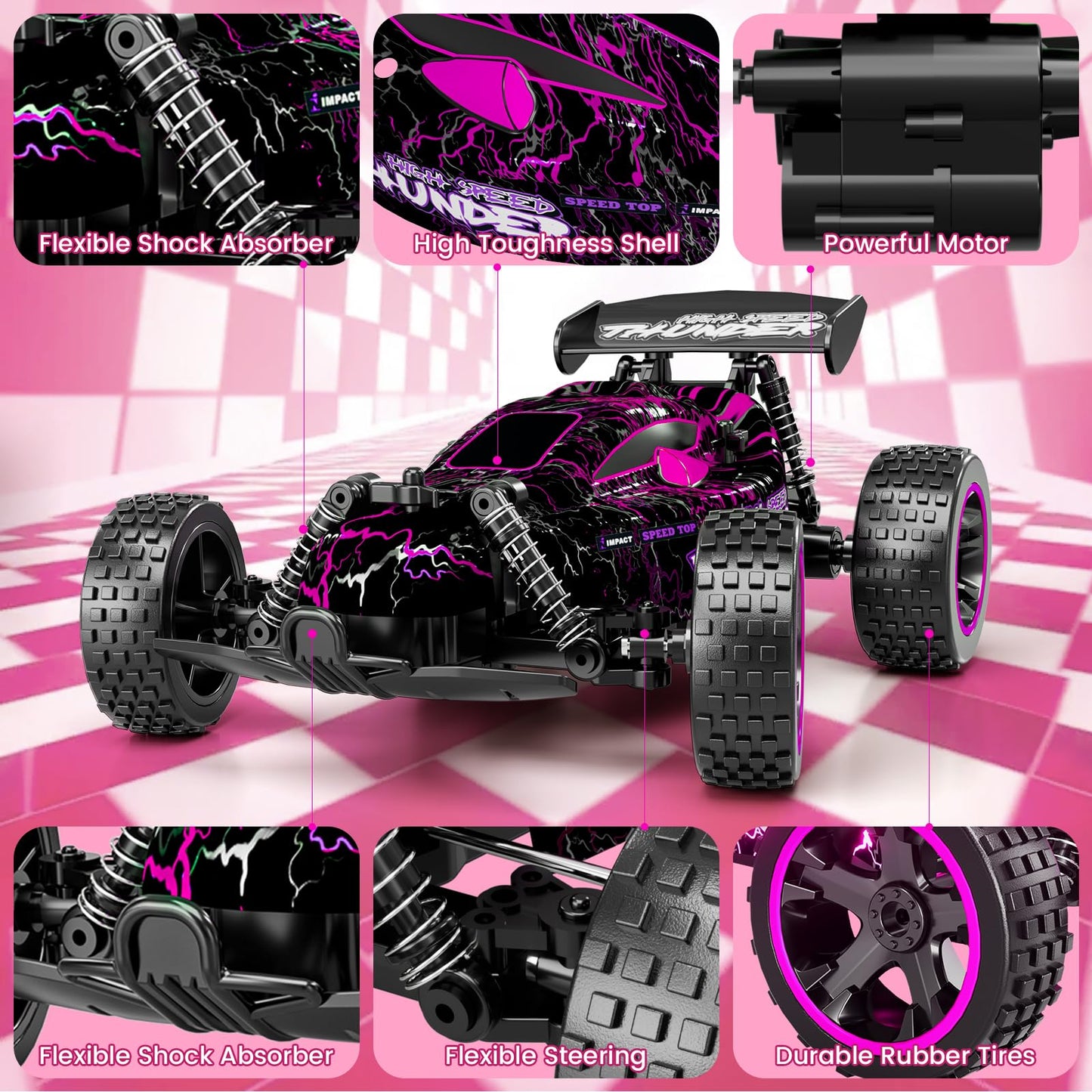 Tecnock RC Car Remote Control Car for Kids, 1:18 High Speed 20 KM/H 2WD RC Buggy, 2.4GHz Off Road Racing with Rechargeable Batteries, Toys Gift for Boys and Girls