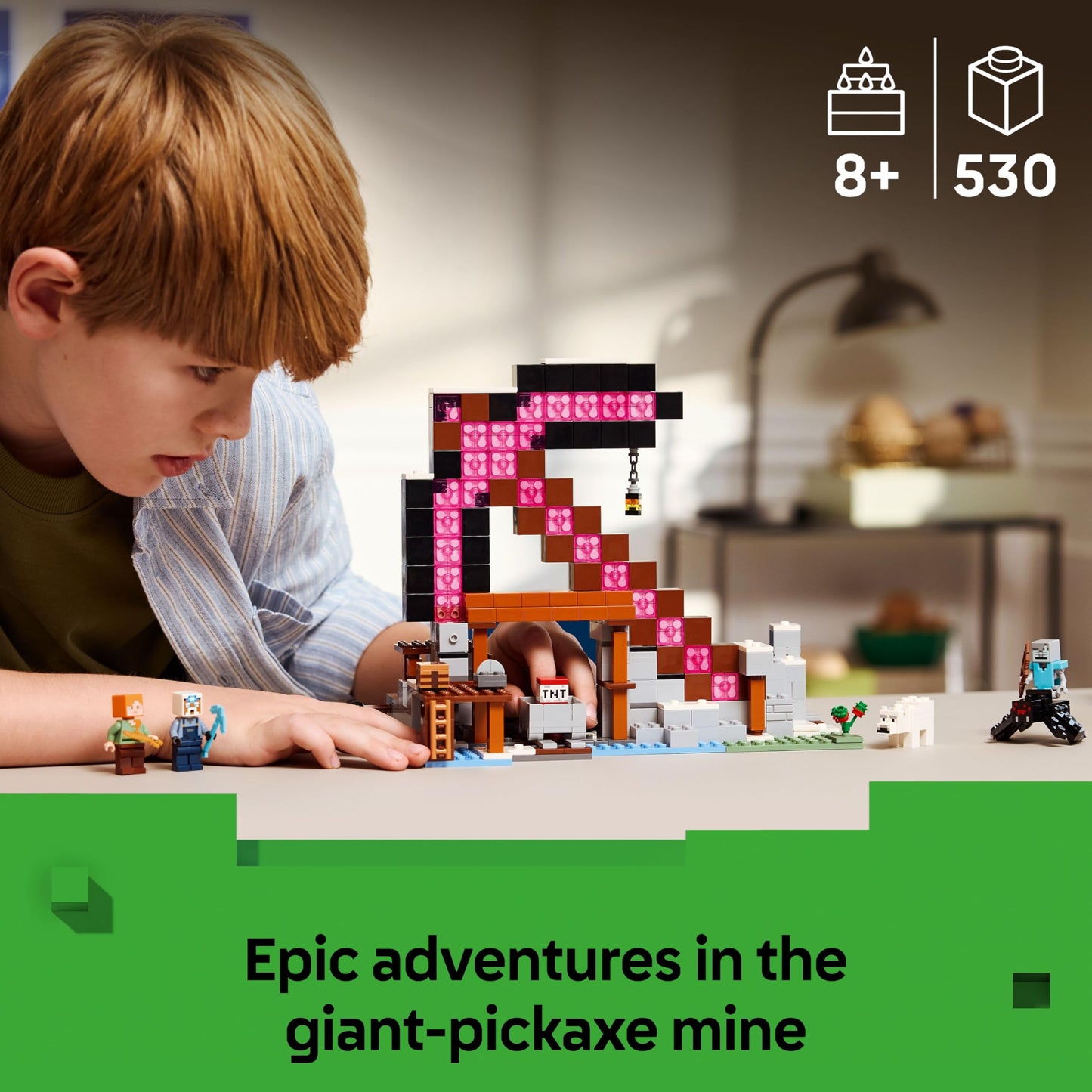 LEGO Minecraft The Pickaxe Mine - Interactive Building Toy - incl. Alex, Miner and Stray Spider Jockey Figures - Collectible Gamer Gift for 8+ Year Old Boys & Girls - 21277