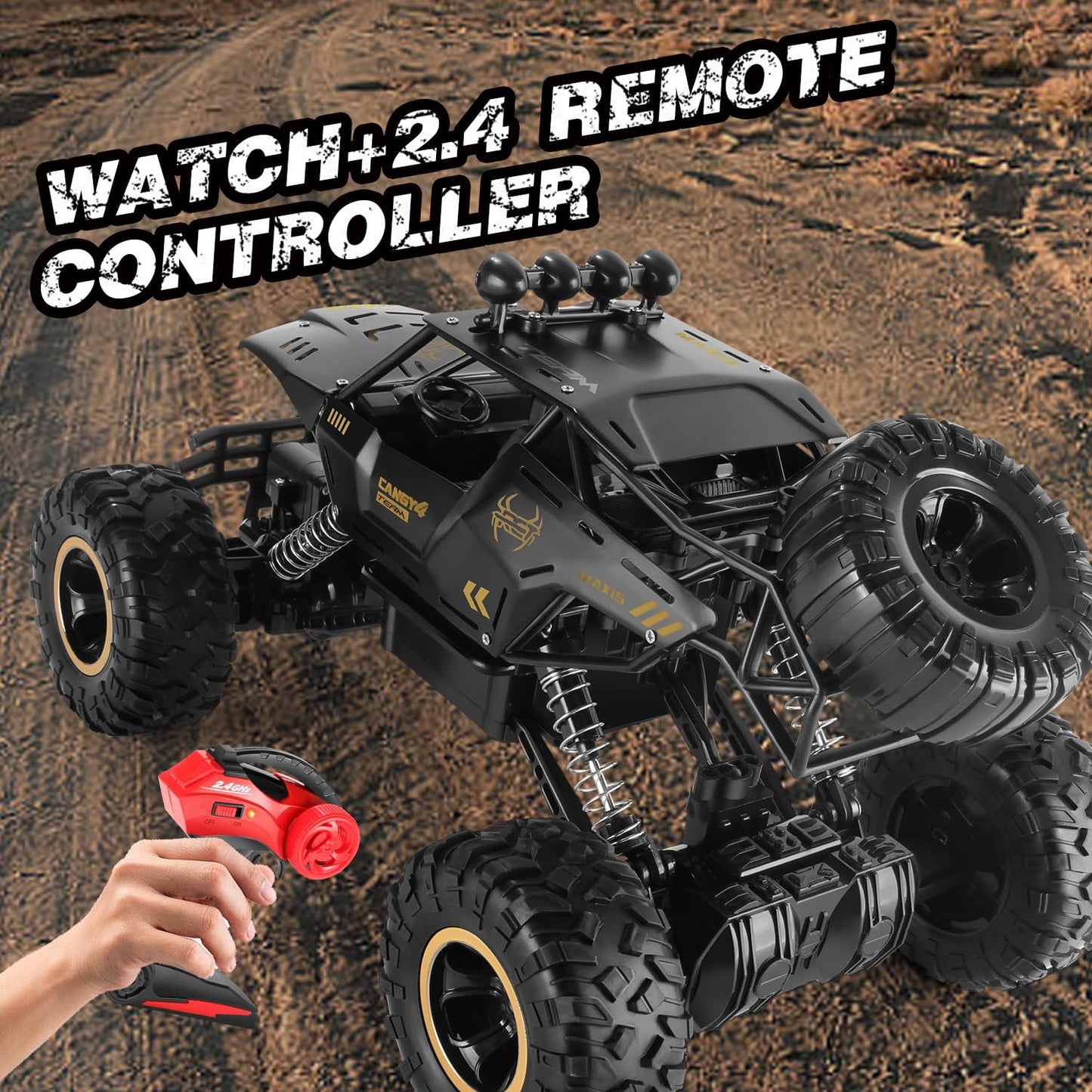Jiakora RC Cars Remote Control Car 1:12 Off Road Monster Truck,Metal Shell 4WD Dual Motors LED Headlight Rock Crawler,2.4Ghz All Terrain Hobby Truck with 2 Batteries for 60 Min Play,Boy Adult Gifts