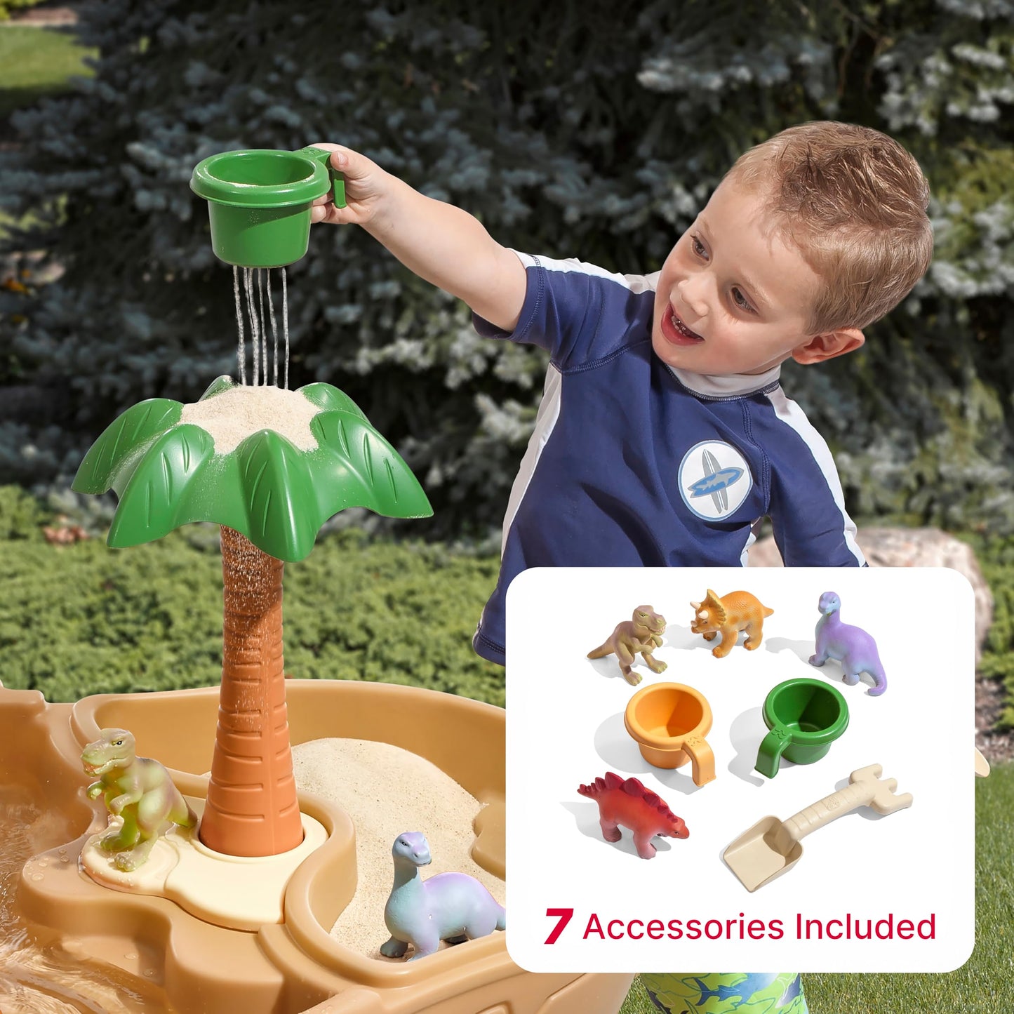 Step2 tep2 Dino Dig Sand and Water Activity Sensory Table, 7 Piece Accessory Kit, Toddler Outdoor & Indoor Toy, 2 – 5 Years Old, Kids Activity table for 15L Water and 9kg sand