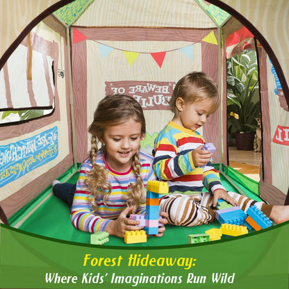 Playhouse for Kids Indoor, Kids Play Tent, Toys for Boys and Girls Children Clubhouse Tent with Roll-up Door and Windows