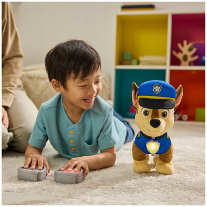Paw Patrol Room Patrol Chase Interactive Plush Toy with Over 75 Sounds, Light-Up Badges, and 3 Play Modes, Kids Toys for Boys and Girls Ages 3 and Up
