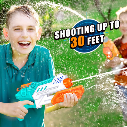 RONSTONE 4-pack water guns for kids and adults, 300ml capacity, 25-30 ft range, ideal for summer pool and garden water fights.