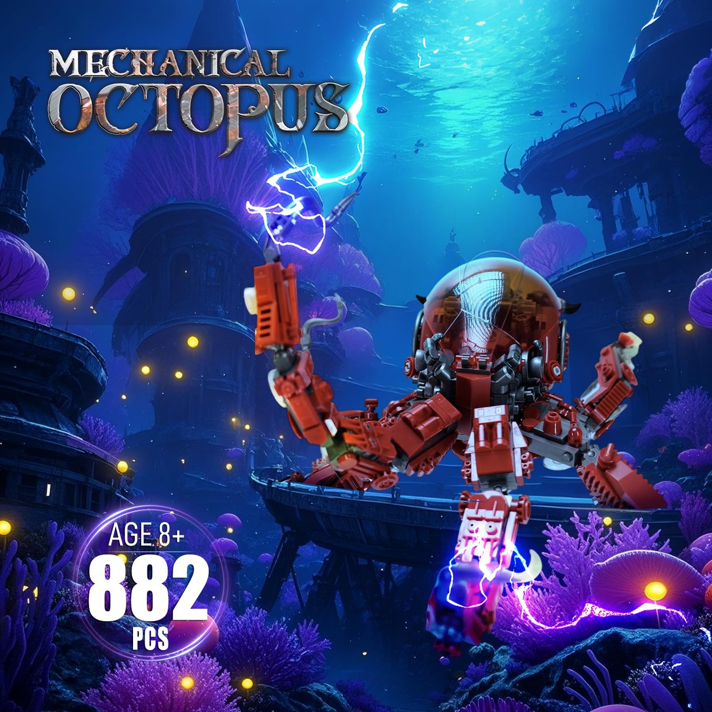 Ideas Mechanical Octopus Building Sets for Adult,Compatible with Lego Ocean Animal Collection Toy Home or Office Decor for Adults STEM Building Gift for Teens Boys & Girls 8-16 （882pcs）