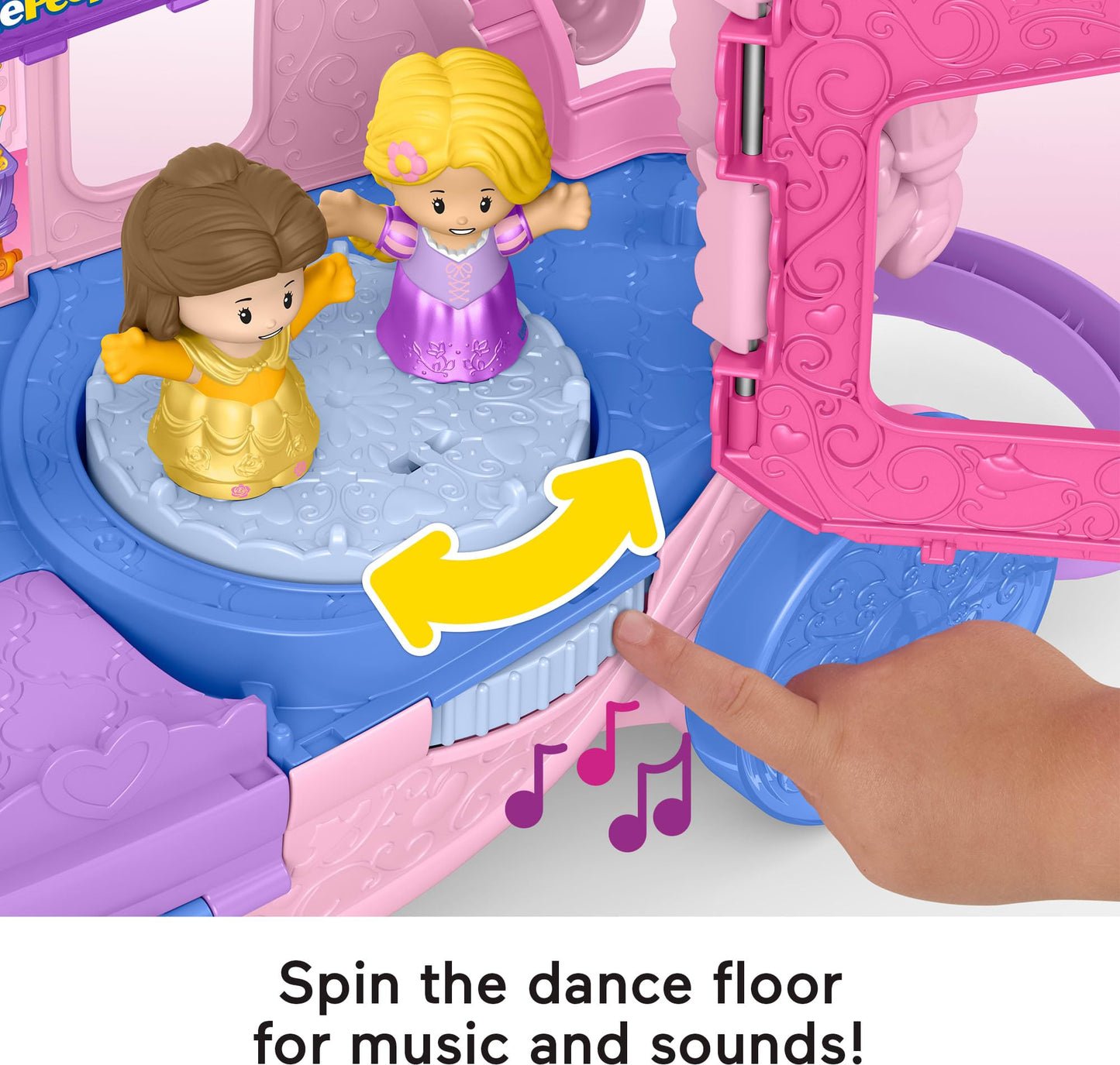 Fisher-Price Little People Toddler Toy Disney Princess Pull-Along Musical Carriage Playset with Figures for Pretend Play Kids Ages 18+ Months, JCW72