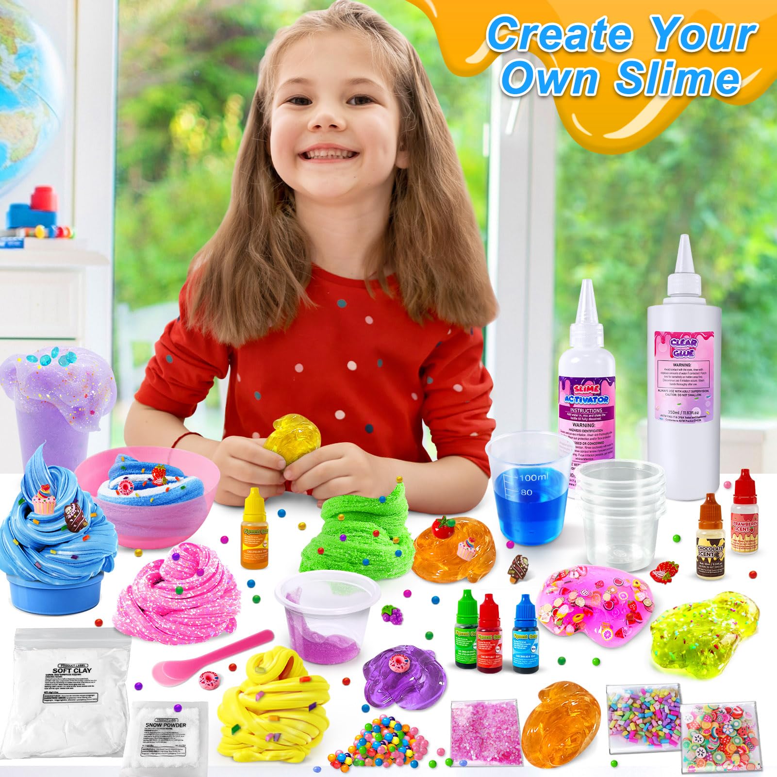 YOPINSAND Ice Cream DIY Slime Kit for girls with butter, foam, cloud slime, add-ins, foam balls, and charms for kids 6-12