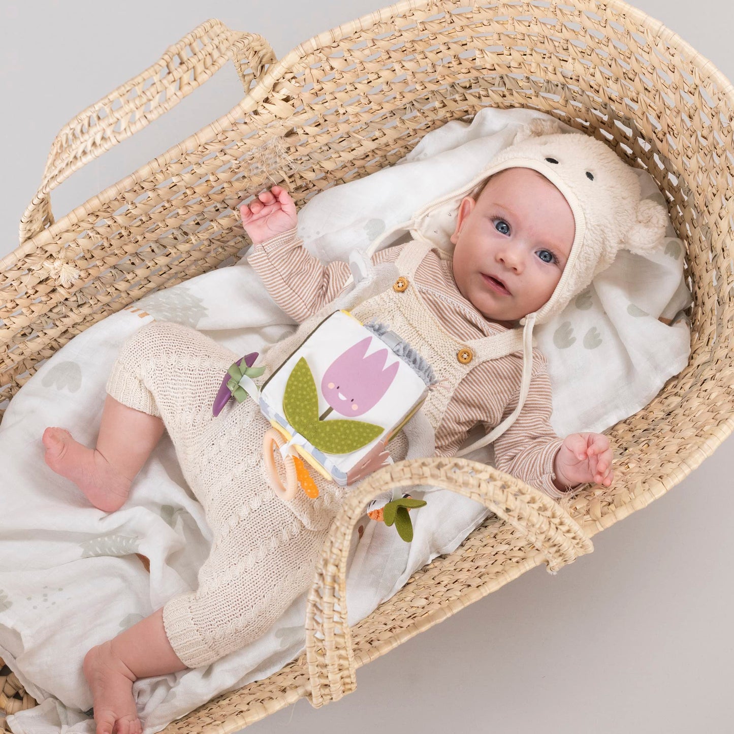 Taf Toys Urban Garden Activity Cube Sensory Baby Hanging Toy. Includes Teether, Baby Safe Mirror, Padded Handle, Chime Bell. Clips on Cot, Pram or Car Seat. Suitable for Boys & Girls 0 month +