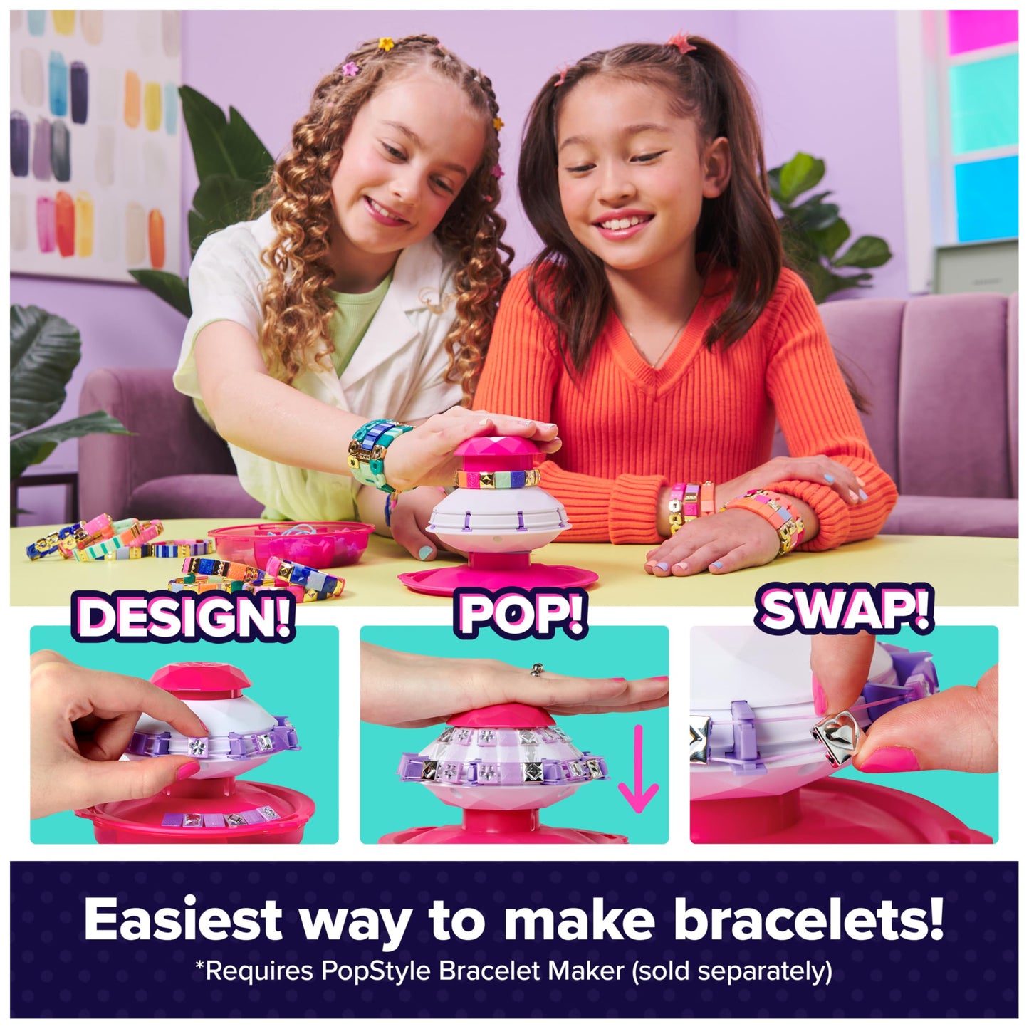 Cool MAKER PopStyle bracelet maker expansion pack with 50+ gem beads and supplies for creating friendship bracelets and DIY jewelry.