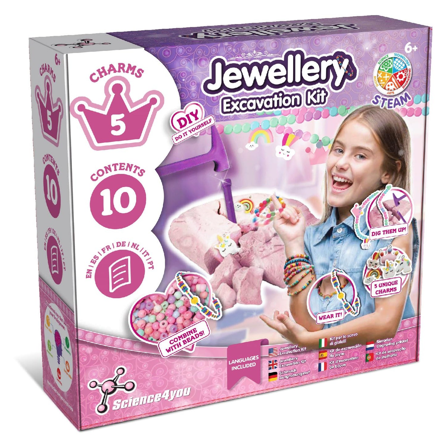 Science4you Jewellery Excavation Kit for Kids – Discover All the Incredible Beads, Arts and Crafts Kit to Make Your Own Friendship Bracelet, A Bead Bracelet Set Gift for Girls and Boys Age 6 7 8 9+
