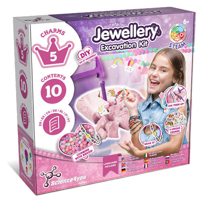 Science4you Jewellery Excavation Kit for Kids – Discover All the Incredible Beads, Arts and Crafts Kit to Make Your Own Friendship Bracelet, A Bead Bracelet Set Gift for Girls and Boys Age 6 7 8 9+