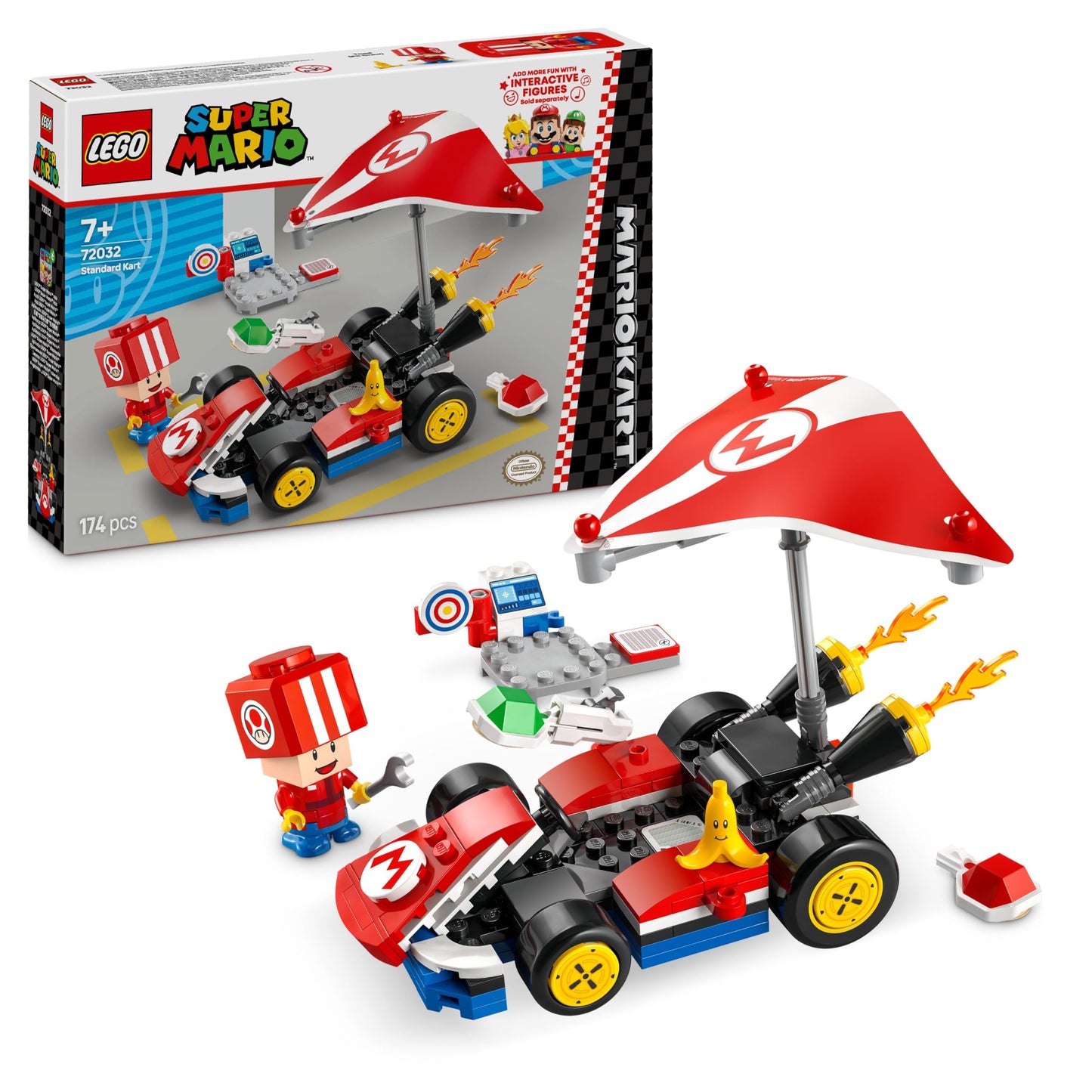 LEGO Super Mario Mario Kart standard kart toy set with Toad figure for kids, suitable for ages 7 and up, creative birthday gift.
