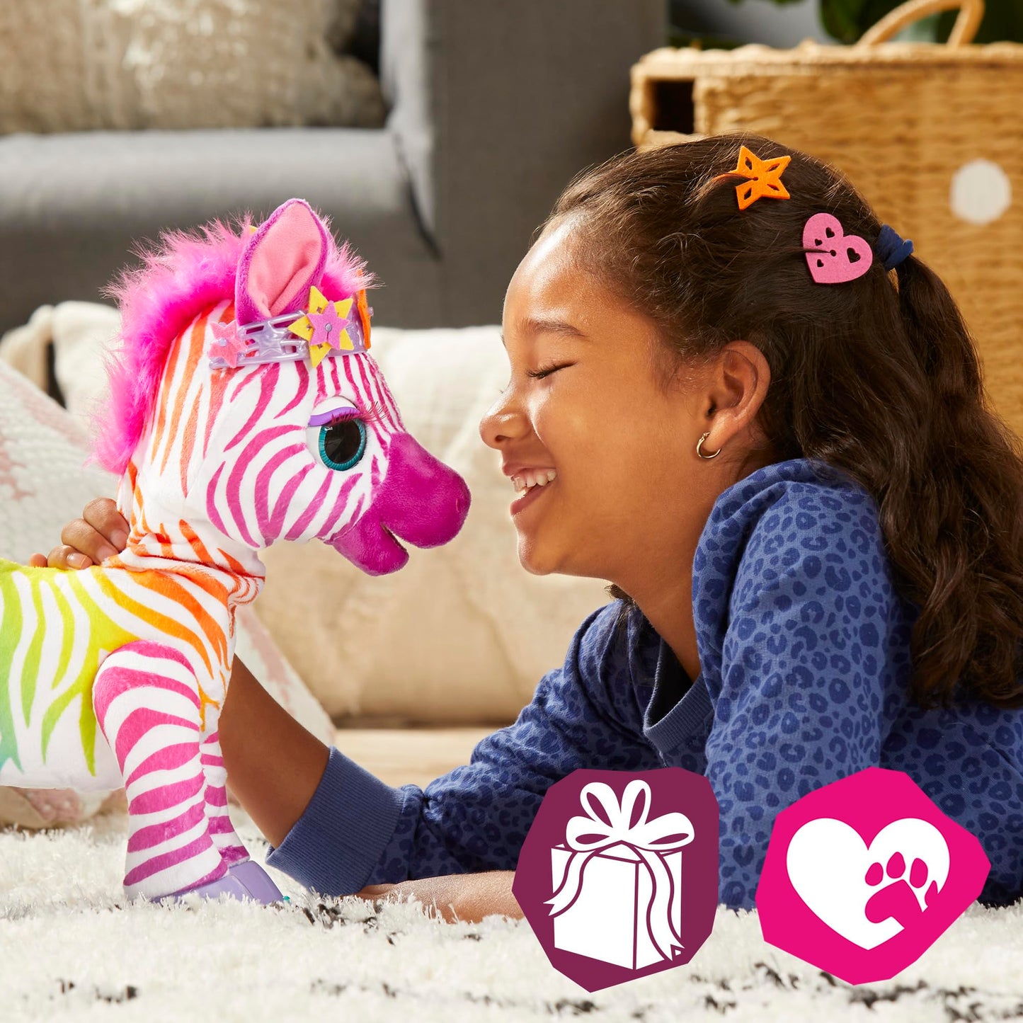 FurReal Zenya My Rainbow Zebra Toy, Interactive Pets Toys for 4 Year Old Girls & Boys & Up