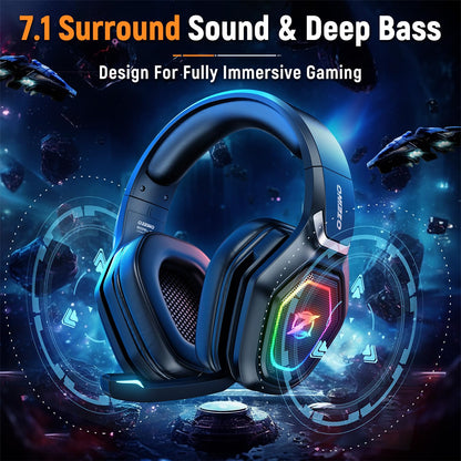 Ozeino Wireless Gaming Headset, Compatible with PC Ps5 Ps4 Boasts 2.4GHz Lossless Audio, USB & Type-C, Flip Microphone and 40-Hr Battery - Suited for Switch, Laptop, Mac